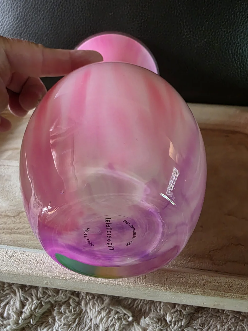 Pink and Green Swirl Glass Vase